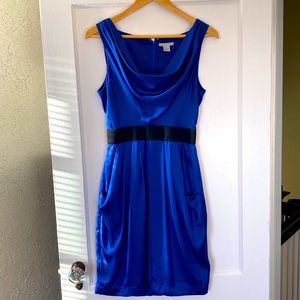 Blue H&M sleeveless cowl neck satin dress